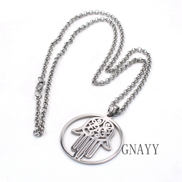 hand of fatima round charm stainless steel silver necklace pendant chain 24inch factory direct sales, provide personalized custom.
hand of fatima round charm stainless steel silver necklace pendant chain 24inch factory direct sales, provide personalized custom.