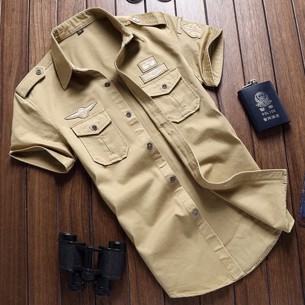 regular men 's cotton cargo shirts casual solid short sleeve work brand pilot shirt military camouflage chemise plus size -6xl, White;black
regular men 's cotton cargo shirts casual solid short sleeve work brand pilot shirt military camouflage chemise plus size -6xl, White;black
