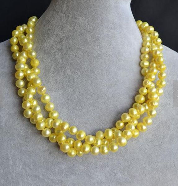 new arriver yellow pearl necklace,18inches 8-9mm triple strands freshwater pearl jewellery,weddingmbridesmaids gift, Black
new arriver yellow pearl necklace,18inches 8-9mm triple strands freshwater pearl jewellery,weddingmbridesmaids gift, Black