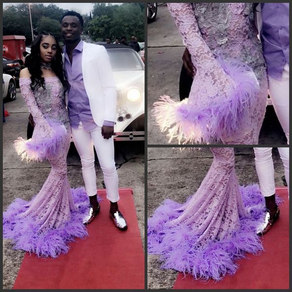 long sleeves lace off the shoulder lavender feather evening prom dresses mermaid evening gown vestido de fiesta largos de gala, Black;red
long sleeves lace off the shoulder lavender feather evening prom dresses mermaid evening gown vestido de fiesta largos de gala, Black;red