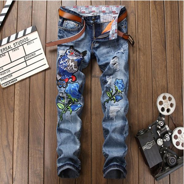 flowers mens skinny jean distressed slim jeans denim hip hop pants washed ripped jeans plus size, Blue
flowers mens skinny jean distressed slim jeans denim hip hop pants washed ripped jeans plus size, Blue