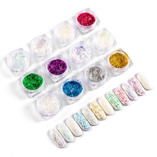 laser nail glitter flakes colorful gold silver lace silk mix length strips holographic sequins manicure nail art decoration, Silver;gold
laser nail glitter flakes colorful gold silver lace silk mix length strips holographic sequins manicure nail art decoration, Silver;gold