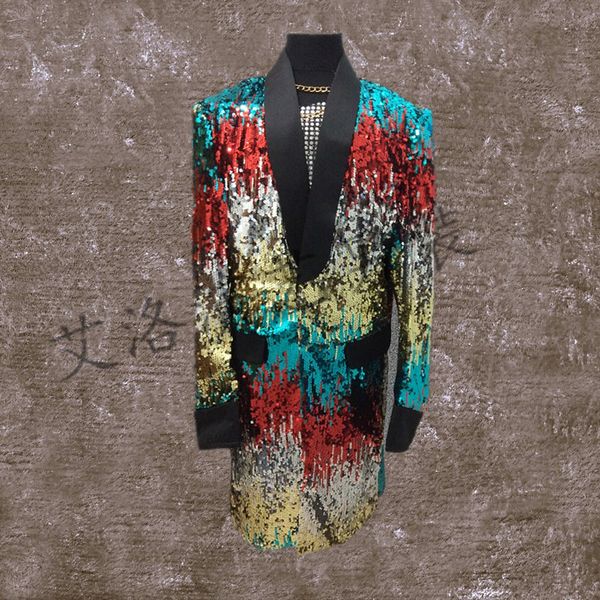gd paragraphs with bright long suit nightclub bar male singer costumes show the same concert costumes, White;black
gd paragraphs with bright long suit nightclub bar male singer costumes show the same concert costumes, White;black