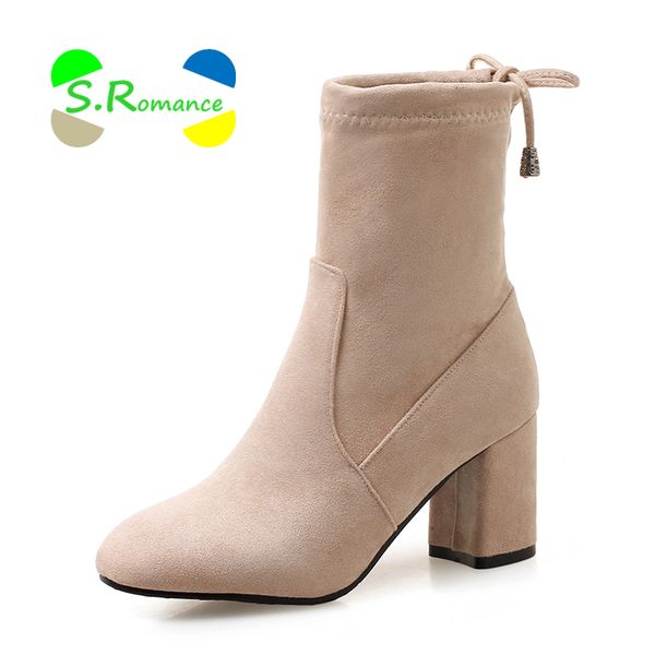 s.romance women ankle boots woman shoes high square heels soft flock upper short plush size 34-43 2018 new arrive sb199, Black
s.romance women ankle boots woman shoes high square heels soft flock upper short plush size 34-43 2018 new arrive sb199, Black