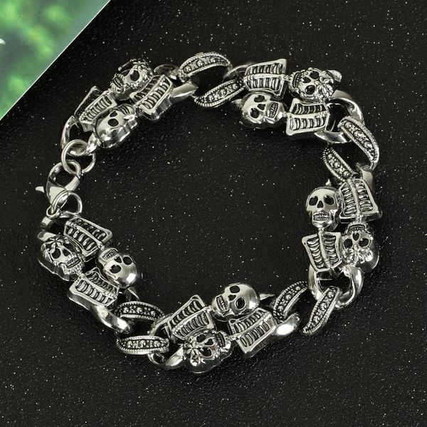 goth men bracelets zinc alloy skeleton charm bracelets cuff bangles cool punk skull bracelet for male, White
goth men bracelets zinc alloy skeleton charm bracelets cuff bangles cool punk skull bracelet for male, White