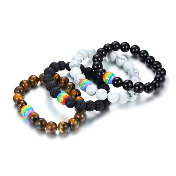 rainbow bracelet for women and men brown black white beads stone bracelet fashion gay jewelry
rainbow bracelet for women and men brown black white beads stone bracelet fashion gay jewelry