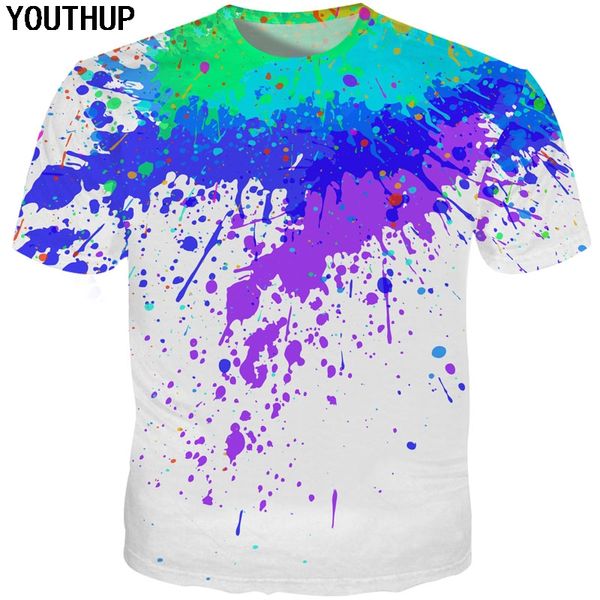 

youthup 2018 colorful 3d t shirt for men/women splatter paint dot print funny t shirt men casual tees summer outwear, White;black