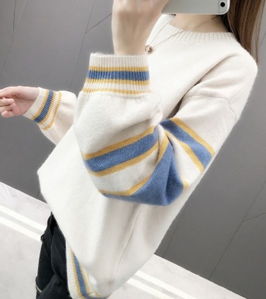 2018 autumn winter women fashion korean version of loose sweater pullovers lantern sleeve knit bottoming shirt, White
2018 autumn winter women fashion korean version of loose sweater pullovers lantern sleeve knit bottoming shirt, White