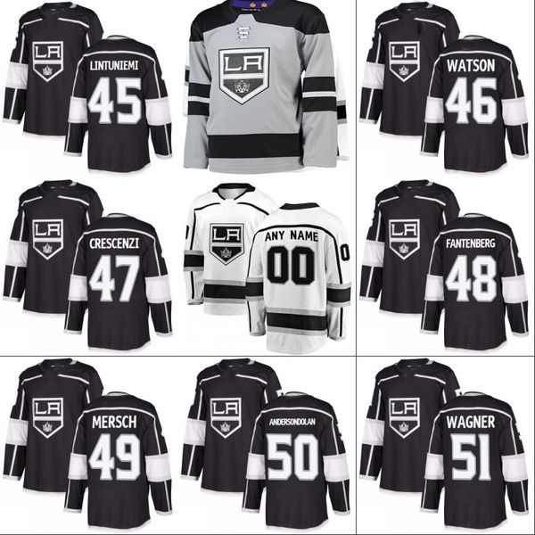 #46 Spencer Watson Jersey Los Angeles Kings 49 Michael Mersch 53 Kevin Grave 57 Jacob Moverare Custom Hockey Jerseys White Black
#46 Spencer Watson Jersey Los Angeles Kings 49 Michael Mersch 53 Kevin Grave 57 Jacob Moverare Custom Hockey Jerseys White Black