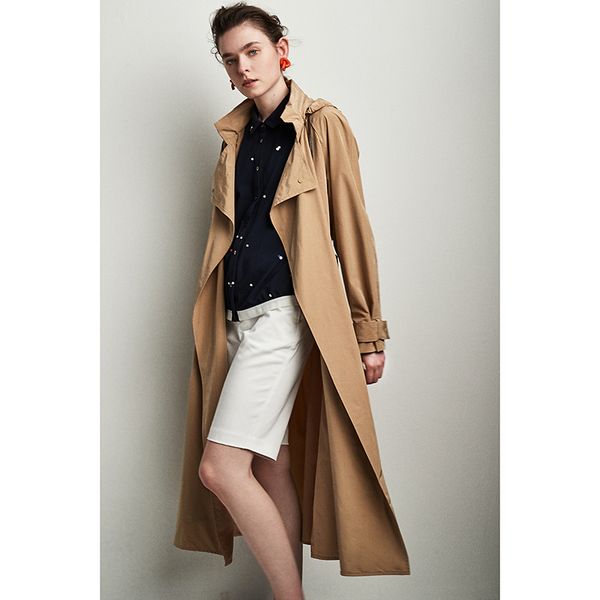 pattern fashion style japanese imported fabric long hooded waist slim overcoat, Tan;black
pattern fashion style japanese imported fabric long hooded waist slim overcoat, Tan;black