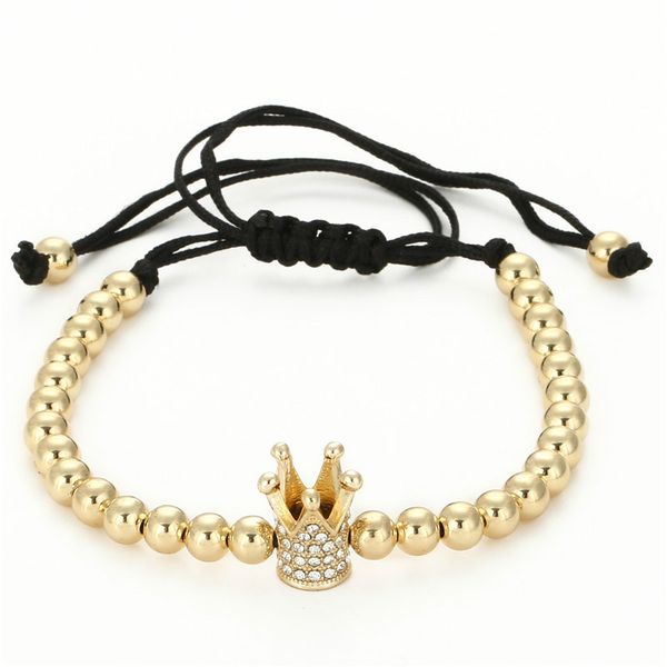 fashion men's gold color imperial micro pave crystal crown charm bracelet braiding weave bead bracelet, Black
fashion men's gold color imperial micro pave crystal crown charm bracelet braiding weave bead bracelet, Black