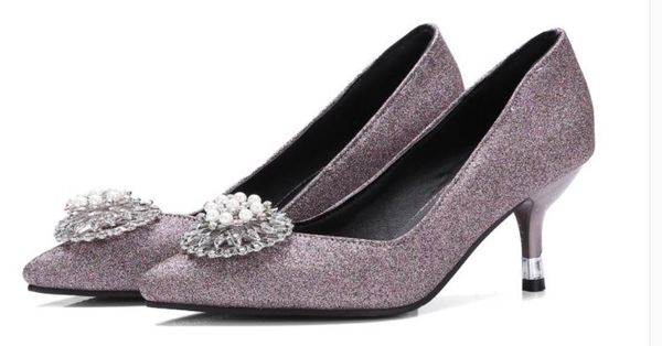 send 2018 spring new style high heel pointed end fine heel shallow mouth water drill women's single shoes, Black
send 2018 spring new style high heel pointed end fine heel shallow mouth water drill women's single shoes, Black
