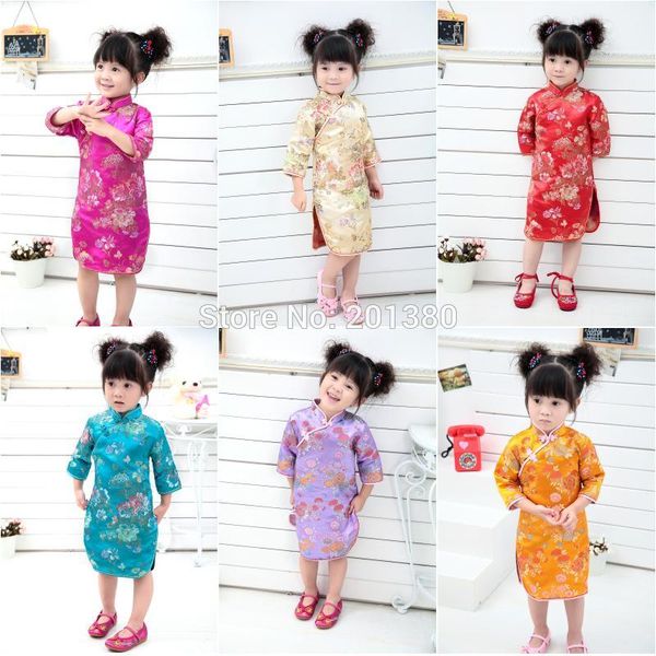 2018 kid girl summer dresses three quarter clothing traditional chinese style cheongsams qipao 13designs for choose, Red
2018 kid girl summer dresses three quarter clothing traditional chinese style cheongsams qipao 13designs for choose, Red