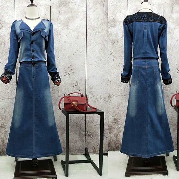casual dresses 2021 denim women long maxi plus size xl-2xl a-line jeans sleeve spring and autumn dress with belt, Black;gray
casual dresses 2021 denim women long maxi plus size xl-2xl a-line jeans sleeve spring and autumn dress with belt, Black;gray