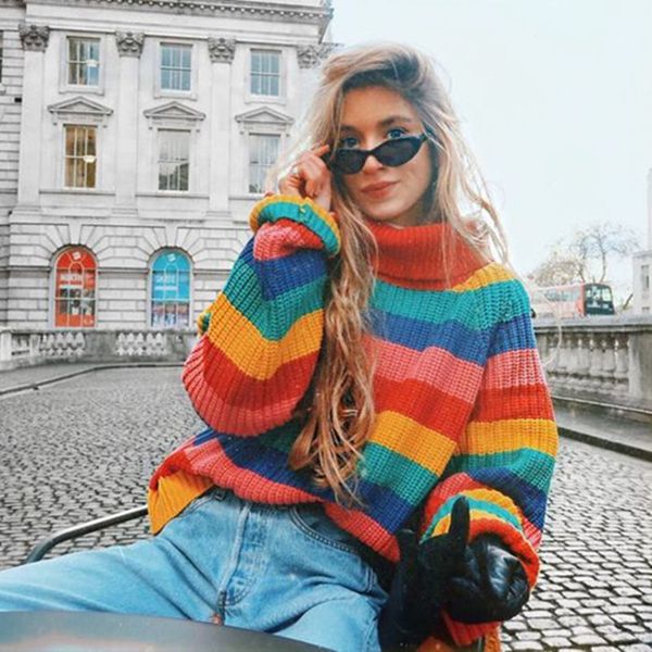 rainbow striped women turtleneck sweaters 2018 high street autumn knitted pullovers women casual ladies knitwear cws0104-5, White;black
rainbow striped women turtleneck sweaters 2018 high street autumn knitted pullovers women casual ladies knitwear cws0104-5, White;black