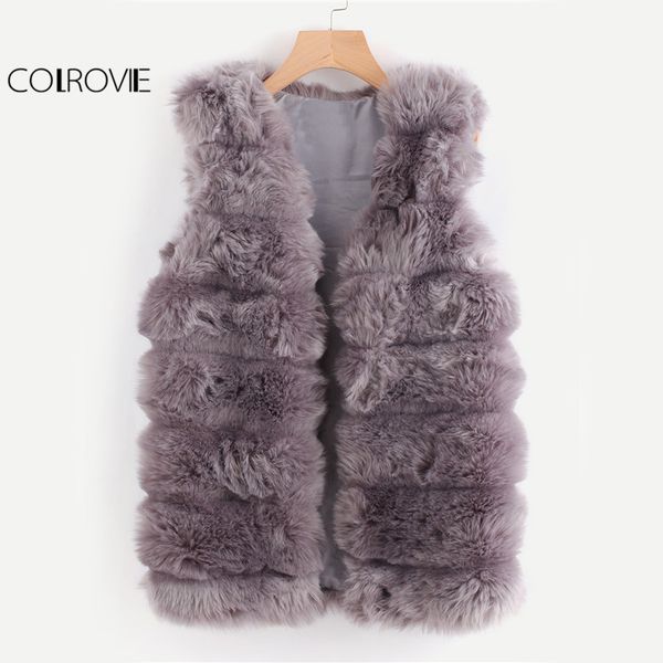 colrovie grey faux fur winter vest open front collarless women elegant autumn coat 2017 fashion waistcoat ol work new style vest, Black;white
colrovie grey faux fur winter vest open front collarless women elegant autumn coat 2017 fashion waistcoat ol work new style vest, Black;white