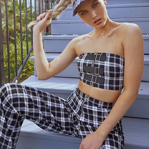 brand designer women two piece streetwear tracksuits 2018 summer autumn fashion short plaid buckles crop and long pants casual set, White
brand designer women two piece streetwear tracksuits 2018 summer autumn fashion short plaid buckles crop and long pants casual set, White