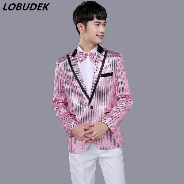 men blazer costumes song chorus dance costumes bar host dj singer performance clothes wedding studio pink sequins suit jackets, White;black
men blazer costumes song chorus dance costumes bar host dj singer performance clothes wedding studio pink sequins suit jackets, White;black