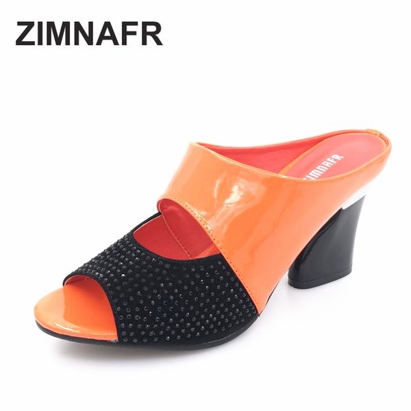 zimnafr brand 2017 women genuine leather slippers rhinestone thick high-heeled sandals open toe plus szie 34-42, Black
zimnafr brand 2017 women genuine leather slippers rhinestone thick high-heeled sandals open toe plus szie 34-42, Black