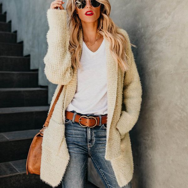 autumn winter 2018 women long sleeve cardigan coat casual jacket turn-down collar pocket split knitted tunic femme outwear, Black;brown
autumn winter 2018 women long sleeve cardigan coat casual jacket turn-down collar pocket split knitted tunic femme outwear, Black;brown