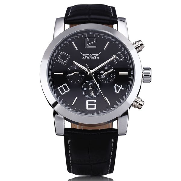 top fashion jaragar mechanical watch men steel case calendar hour week dial leather strap male dress automatic wristwatch, Slivery;brown
top fashion jaragar mechanical watch men steel case calendar hour week dial leather strap male dress automatic wristwatch, Slivery;brown