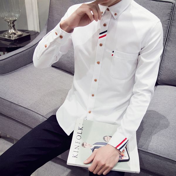 dekusi oxford spinning long sleeve shirt male chemise casual dress mens clothing pure color stripe decoration clothes, White;black
dekusi oxford spinning long sleeve shirt male chemise casual dress mens clothing pure color stripe decoration clothes, White;black