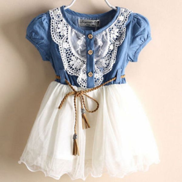 girls baby lace belt tutu denim jeans dress princess kids 1-6y us ship, Red;yellow
girls baby lace belt tutu denim jeans dress princess kids 1-6y us ship, Red;yellow