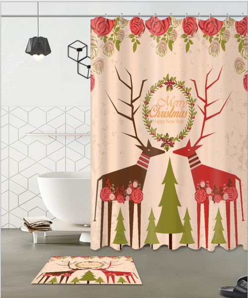 christmas sika deer pattern 3d print custom waterproof bathroom modern shower curtain polyester fabric bathroom curtain door mat sets
christmas sika deer pattern 3d print custom waterproof bathroom modern shower curtain polyester fabric bathroom curtain door mat sets