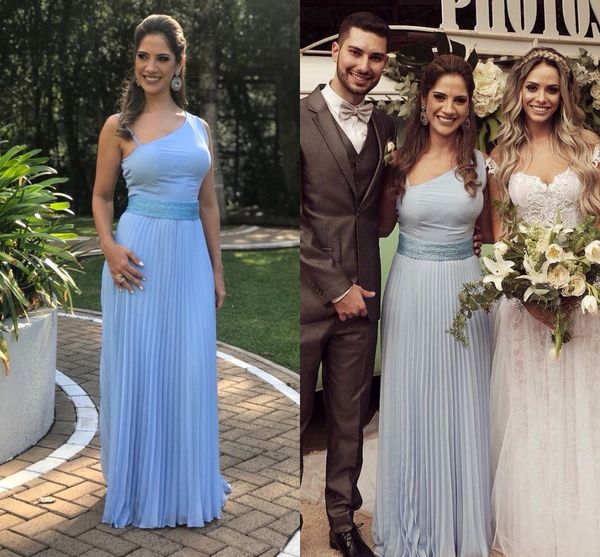 light sky blue one shoulder sheath chiffon long bridesmaid dresses floor length maid of honor gowns custom wedding party guest wear, White;pink
light sky blue one shoulder sheath chiffon long bridesmaid dresses floor length maid of honor gowns custom wedding party guest wear, White;pink