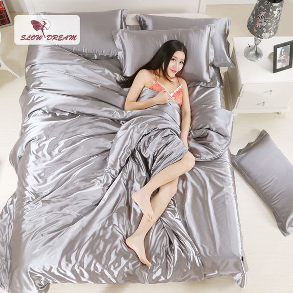slowdream grey silk satin bedding set solid color bed linen silver duvet cover set soft tencel flat sheet 3pcs or 4pcs
slowdream grey silk satin bedding set solid color bed linen silver duvet cover set soft tencel flat sheet 3pcs or 4pcs