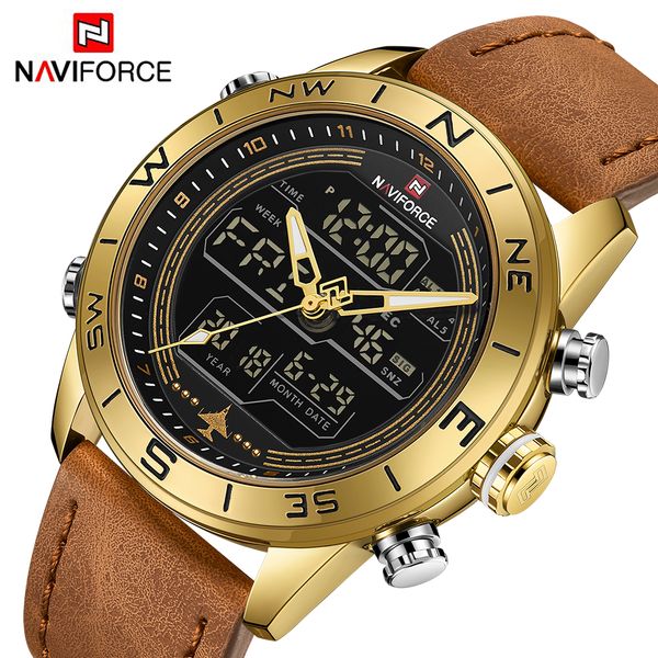 naviforce luxury sports watches men quartz analog digital led watch leather wrist watches relogio masculino, Slivery;brown
naviforce luxury sports watches men quartz analog digital led watch leather wrist watches relogio masculino, Slivery;brown