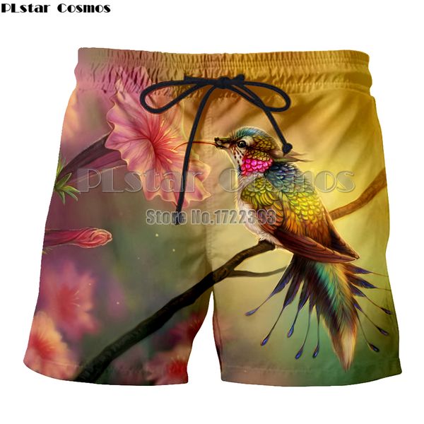 

plstar cosmos 2018 summer mens beach shorts men casual short prey birds cute parrot 3d printed elastic trousers dropshipping, Black