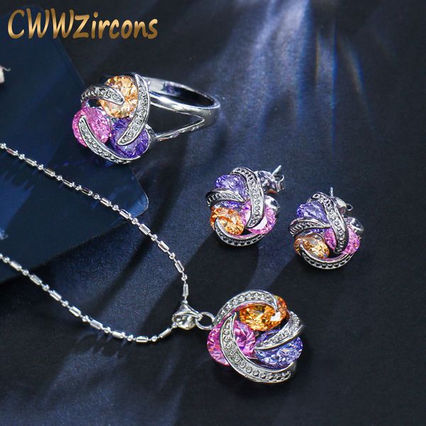 cwwzircons fashion geometric multi color cubic zirconia cute pendant necklace earring and rings jewelry sets for women t316, Silver
cwwzircons fashion geometric multi color cubic zirconia cute pendant necklace earring and rings jewelry sets for women t316, Silver