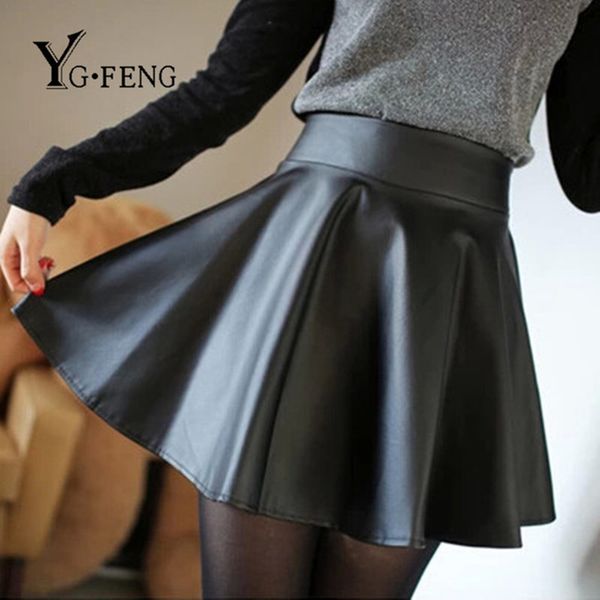ygfeng 2017 new solid skirts women preppy style pleated skirt harajuku high waist pu faux leather skirts mini jupe femme, Black
ygfeng 2017 new solid skirts women preppy style pleated skirt harajuku high waist pu faux leather skirts mini jupe femme, Black