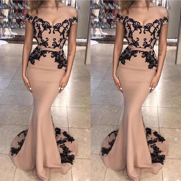elegant off shoulder mermaid evening dresses sweep train appliques prom dress custom made formal evening party gowns, Black;red
elegant off shoulder mermaid evening dresses sweep train appliques prom dress custom made formal evening party gowns, Black;red