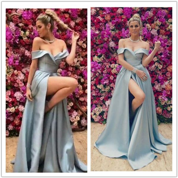 2019 elegant off the shoulder prom dress side split formal long silver evening gowns robe de soiree women formal party dress, Black;red
2019 elegant off the shoulder prom dress side split formal long silver evening gowns robe de soiree women formal party dress, Black;red