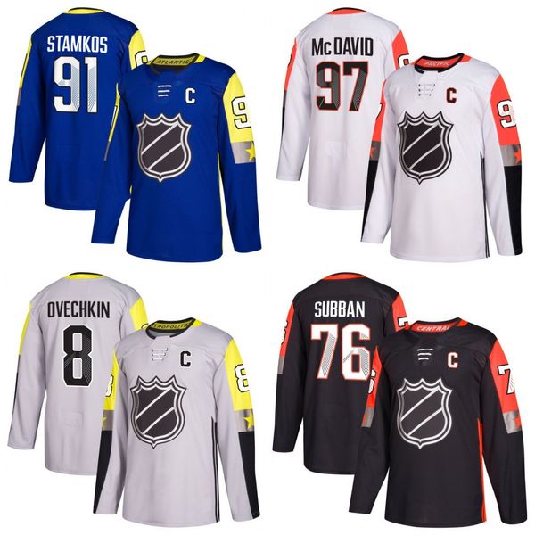 2018 all-star game jerseys 97 c m 91 steven stamkos 8 alex ovechkin 76 pk subban hockey jerseys stitched, Black;red 
2018 all-star game jerseys 97 c m 91 steven stamkos 8 alex ovechkin 76 pk subban hockey jerseys stitched, Black;red