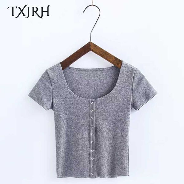 txjrh fashion thread o-neck single-breasted short sleeve t-shirt women short crop slim tee casual new 6 candy colors, White
txjrh fashion thread o-neck single-breasted short sleeve t-shirt women short crop slim tee casual new 6 candy colors, White