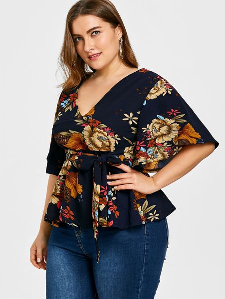 women 2018 bohemian casual loose chiffon shirt new large size v-neck print plus size loose tees, White
women 2018 bohemian casual loose chiffon shirt new large size v-neck print plus size loose tees, White