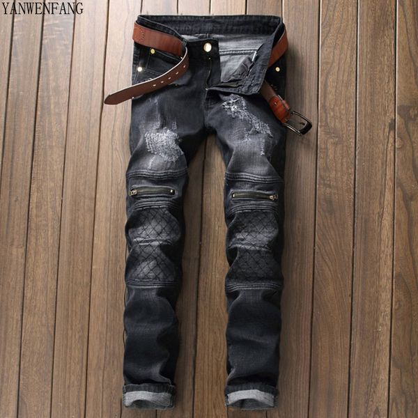 men hio-hop jeans zip patch skinny distress fray hole washing euramerican slim fit spring autumn casual pants, Blue
men hio-hop jeans zip patch skinny distress fray hole washing euramerican slim fit spring autumn casual pants, Blue