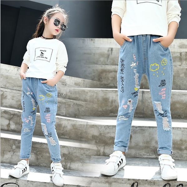 Children Broken Hole Pants Spring Autumn Printed Letters Girls Jeans Pants Trousers Toddler Teenager Girls Clothes 10 12 Years, Blue
Children Broken Hole Pants Spring Autumn Printed Letters Girls Jeans Pants Trousers Toddler Teenager Girls Clothes 10 12 Years, Blue