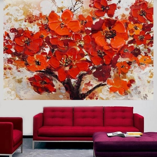 100% handmade red flower oil paintings for home decor modern abstract canvas unframed painting for living room
100% handmade red flower oil paintings for home decor modern abstract canvas unframed painting for living room