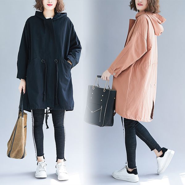 2018 autumn women's coat long trench coat windbreaker pure color long overcoat plus big size, Tan;black
2018 autumn women's coat long trench coat windbreaker pure color long overcoat plus big size, Tan;black