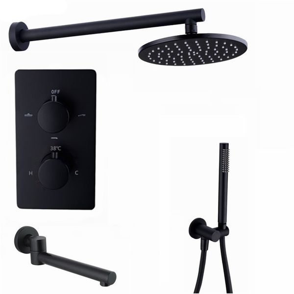 brass black 3 ways thermostatic faucets rainfull bathroom shower faucet set with shower spout handheld shower head
brass black 3 ways thermostatic faucets rainfull bathroom shower faucet set with shower spout handheld shower head