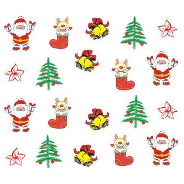 winter snowflake christmas series nail art water transfer stickers full wraps santa snowflake nail tips diy 10sheets/pack, Black