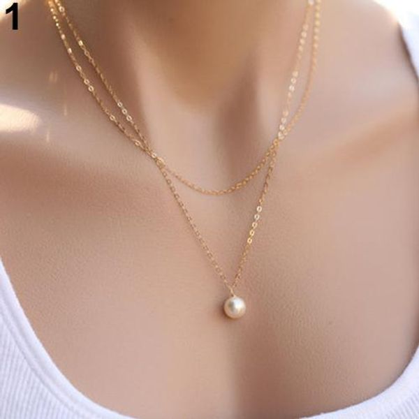 women simple multilayer round faux pearl charm gold plated chain necklace pendant necklace crystal women jewelry, Golden;silver
women simple multilayer round faux pearl charm gold plated chain necklace pendant necklace crystal women jewelry, Golden;silver