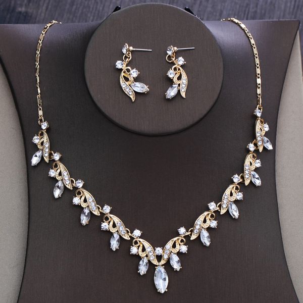 dower me fashion women gold crystal necklace with earrings wedding bridal jewelry set accessories, Slivery;golden
dower me fashion women gold crystal necklace with earrings wedding bridal jewelry set accessories, Slivery;golden