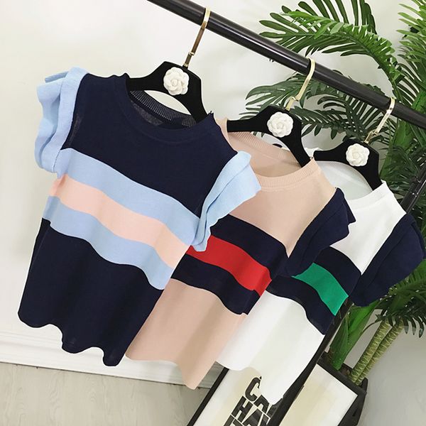 summer women knied t shirts sleeveless striped vest female woman casual t-shirt, White
summer women knied t shirts sleeveless striped vest female woman casual t-shirt, White