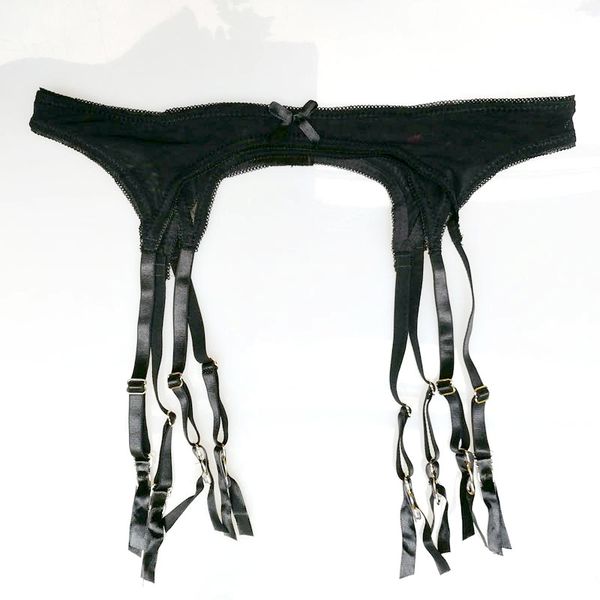 

plus size garters black perspecitve gauze women suspender belts 8 strap metal buckles garter belt for stockings ga1150, Black;white