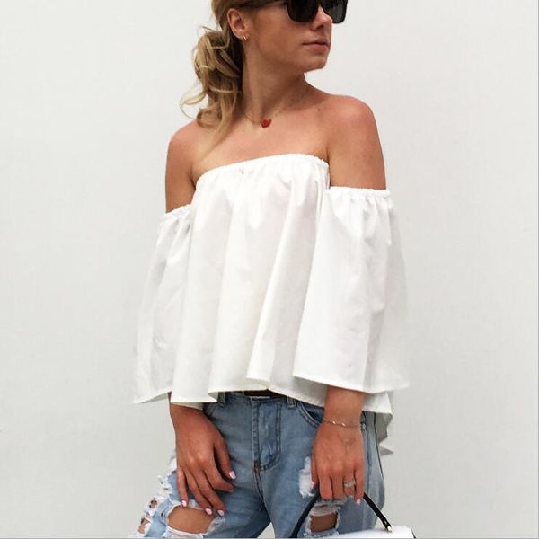 new sale short chiffon off shoulder slash neck summer t shirts ruffle long sleeve loose casual women lady clothing, White
new sale short chiffon off shoulder slash neck summer t shirts ruffle long sleeve loose casual women lady clothing, White